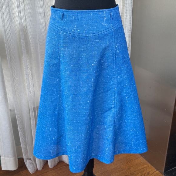 Vintage 1970s skirt, denim blue with white flecks, A-line, slight flare, 2 (XS) - Picture 1 of 8